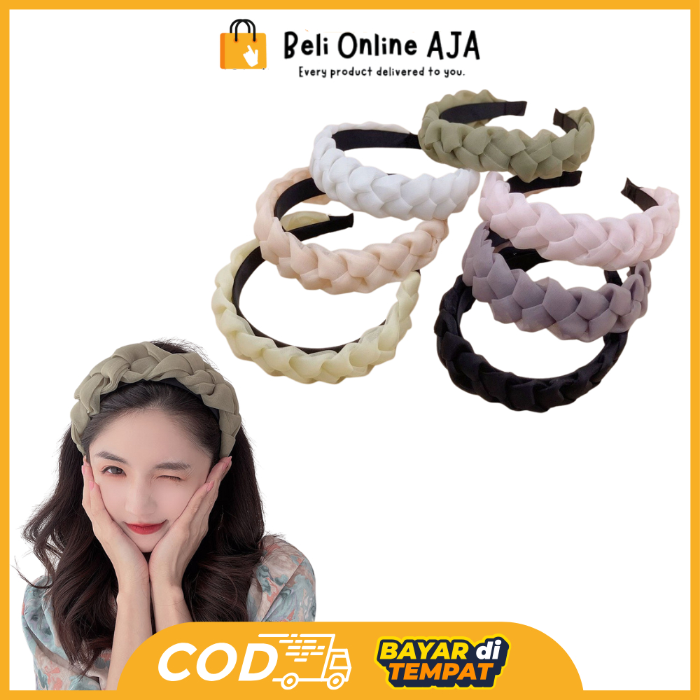 Jual BOA ACC196 Bando Kepang Satin Korea Scrunchie Headband Bandana ...