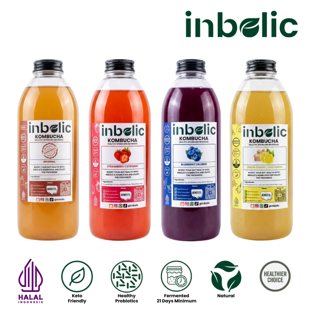 Jual Inbolic Probiotic Healthy Drinks - Kombucha 1L | Keto Friendly ...