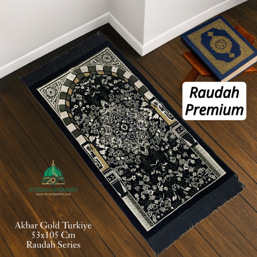 Jual AKBAR GOLD RAUDAH 53x105 cm| Sajadah Raudah Beludru Halus Tebal ...