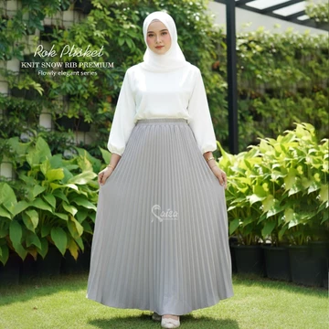 Rok Plisket Mewah Knit Snow Rib Premium Pleated Skirt Rok Korean Style
