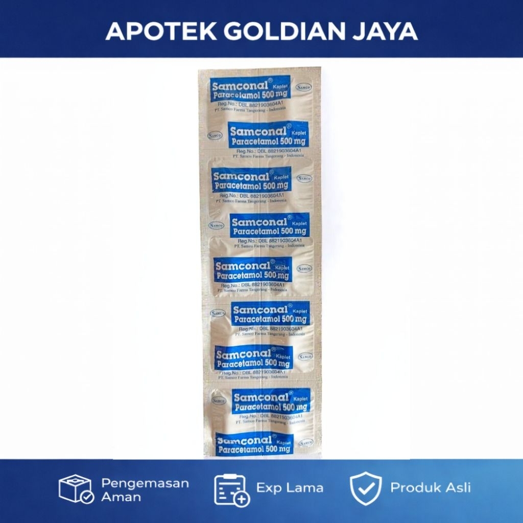 Jual Samconal Paracetamol Kaplet Strip 500mg - Perada Nyeri, Demam ...