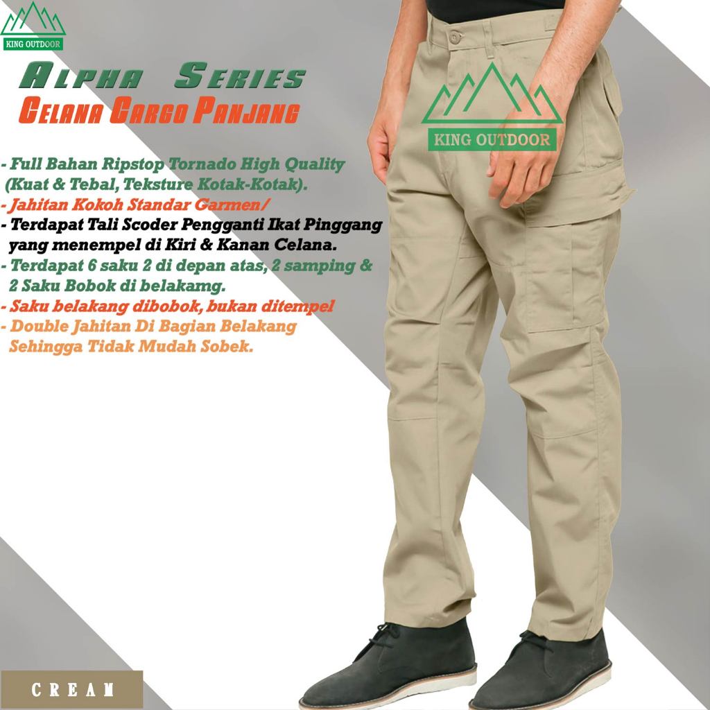 Jual Celana Hiking Panjang Warna CREAM Bahan Ripstop | Celana Tactical ...