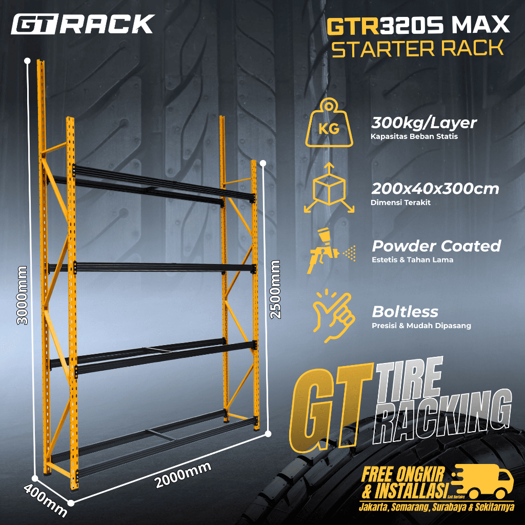 Jual RAK UNTUK BAN MOTOR MOBIL GT RACK GTR320 MAX TIRE RACK 4 SUSUN ...