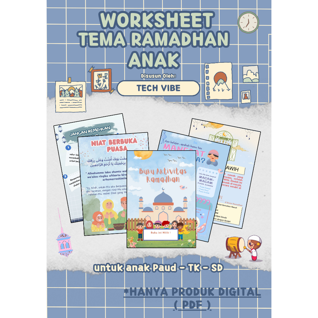 Jual Printable Worksheet Buku Aktifitas Ramadhan Anak PAUD TK SD File ...
