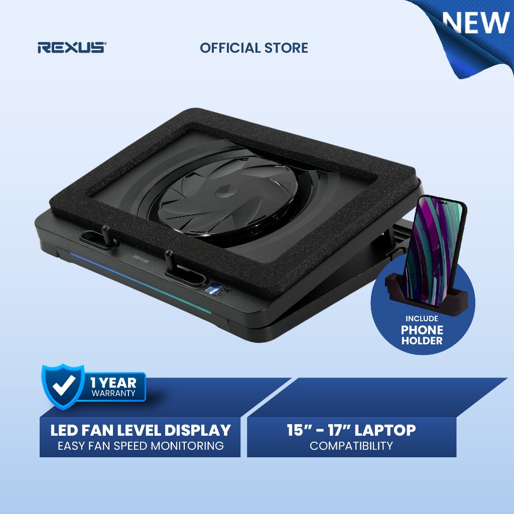 Rexus B400 Frost Cooling Pad Breeze RGB - Pendingin Laptop 2400RPM Type C