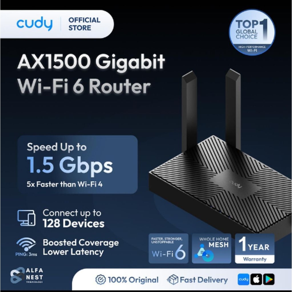 Jual CUDY WR1500 Gigabit WiFi 6 Router AX1500 Dual Band Cuddy Cudi ...
