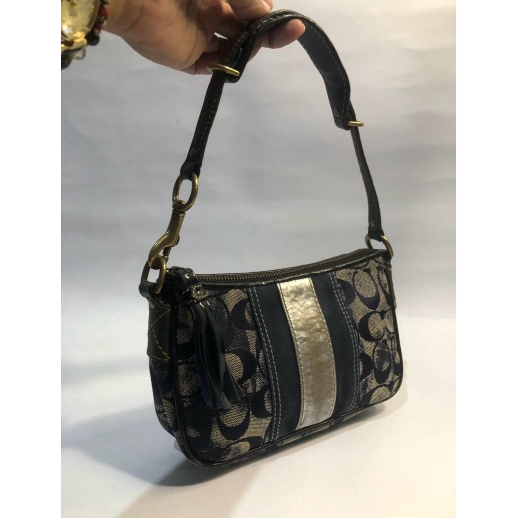 Jual Coach Vintage Y2K Signature Pouch Hand Bag Kulit Asli Suede