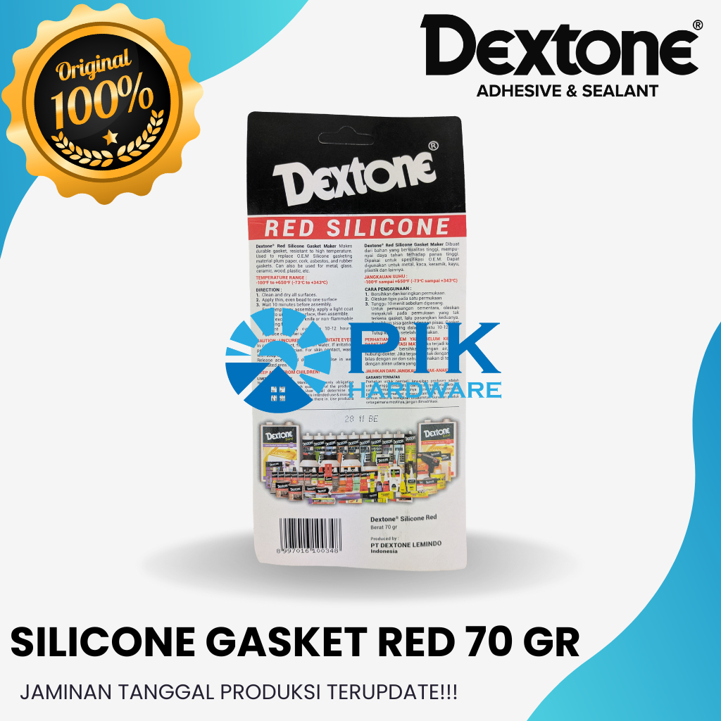 Jual Lem silicone red 30 & 70 gram Dextone - Lem Gasket merah RTV High ...