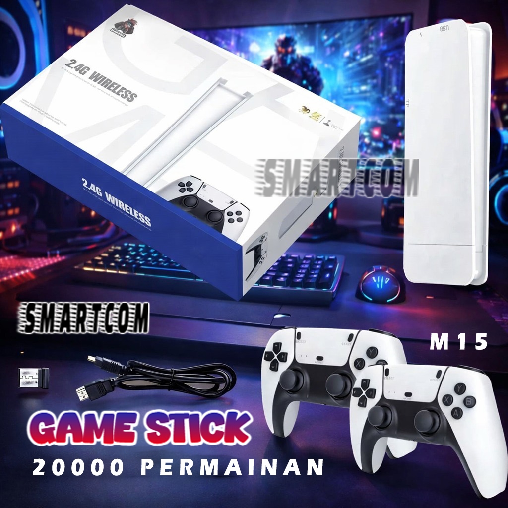 Jual SMARTCOM M15 Stik Game PS5 Console 20000 Game 4K 60fps HD Retro 2 ...