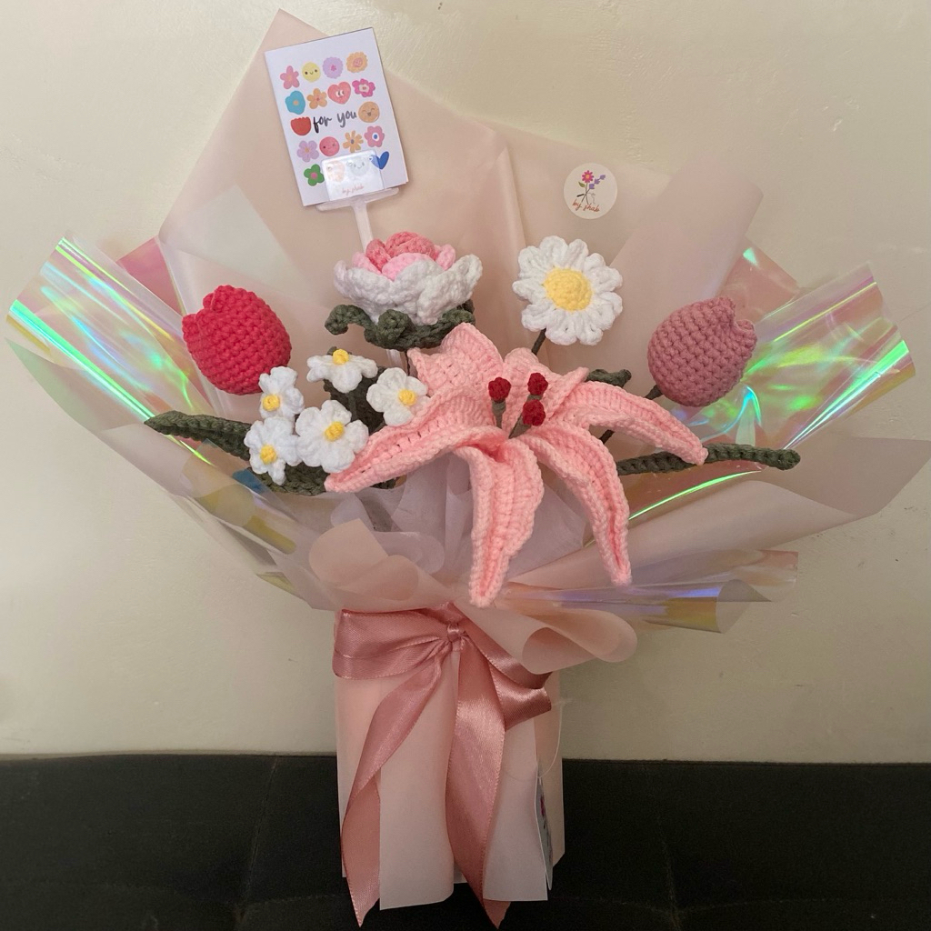 Jual Buket Bunga Rajut Medium | Crochet Flower Bouquet | Kado Hadiah ...