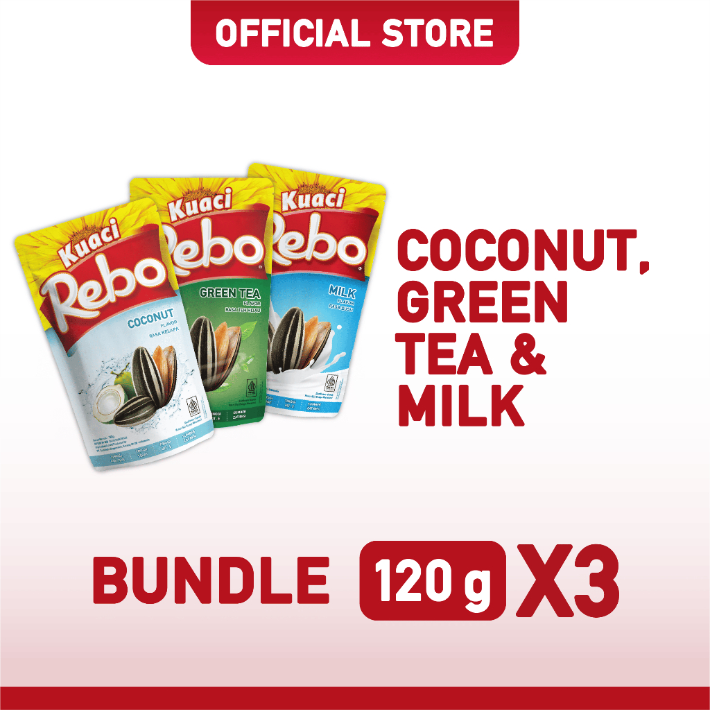 Jual Rebo Kuaci Rasa Coconut, Green Tea & Milk 120/140 Gram Bundling 3 ...