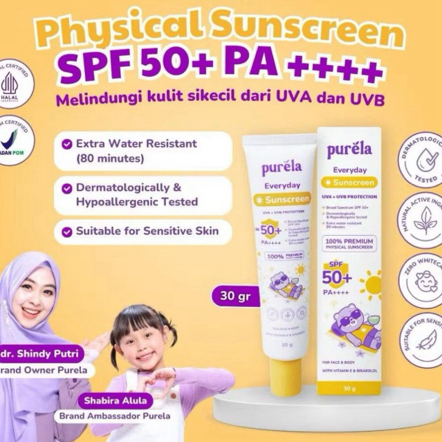 Jual Purela Physical Sunscreen SPF 50+ PA+++ 30 mL Melindungi Kulit ...