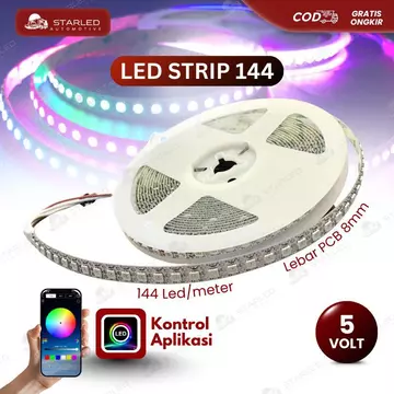 Lampu Led Strip Ws2812B 144 Led Alis Rgb 5V Per Meter