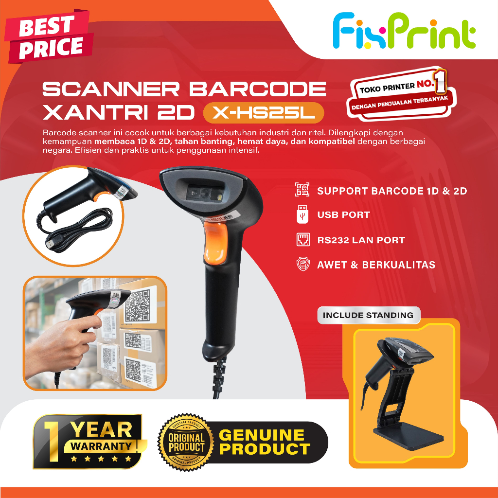 Jual Scanner Barcode Xantri 2 Dimensi 1 Dimensi Bluetooth Wireless USB ...