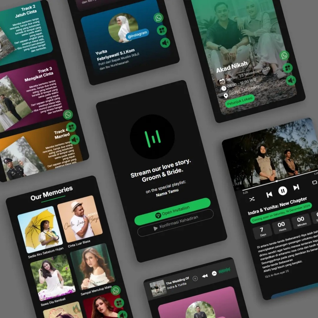 Undangan Tema SpotiLove - Undangan Pernikahan Digital Website Custom Unik Estetik Aktif Selamanya