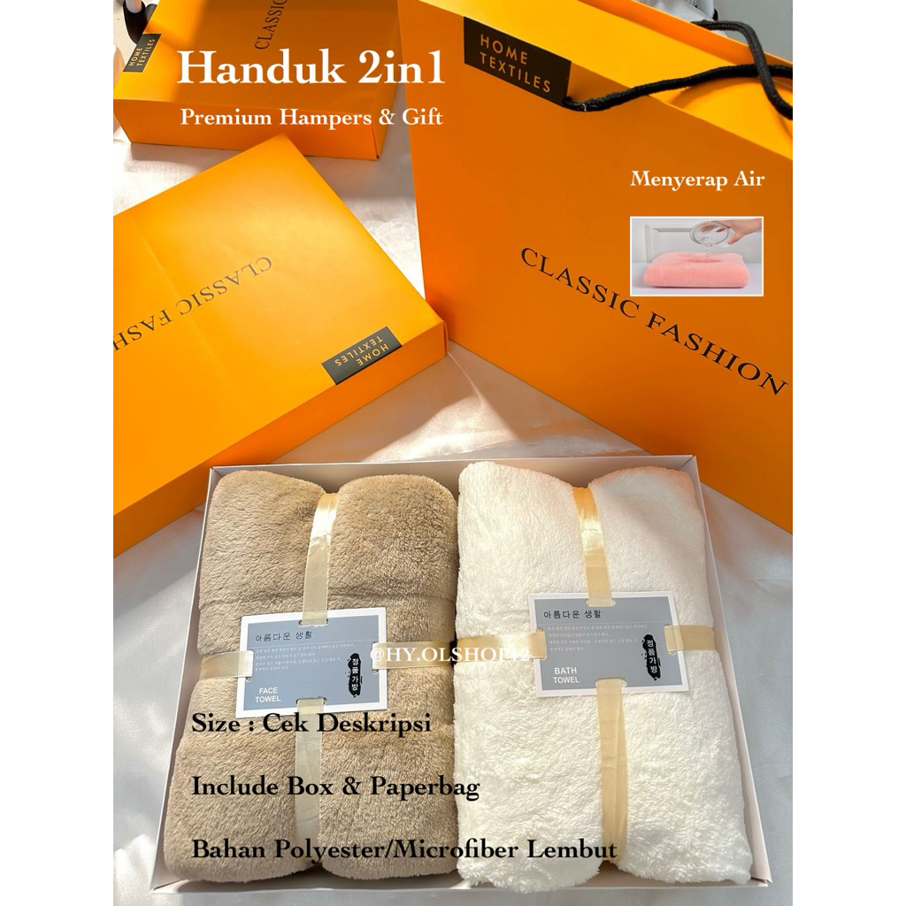 [HY.OLSHOP12] Hampers Set Box Handuk 70x140cm Couple Pasangan / Set 2in1 Hampers Kado Souvenir / Hampers Wedding Pernikahan / Paket Kado Hampers / Gift Kado Handiah