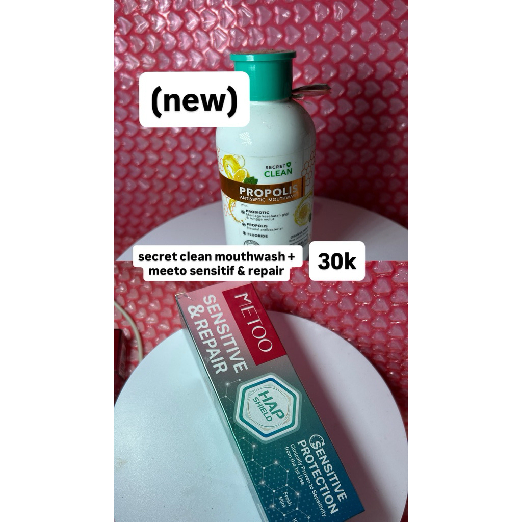 Jual (NEW) MEETO SENSITIF & REPAIR + SECRET CLEAN MOUTHWASH PROPOLIS ...