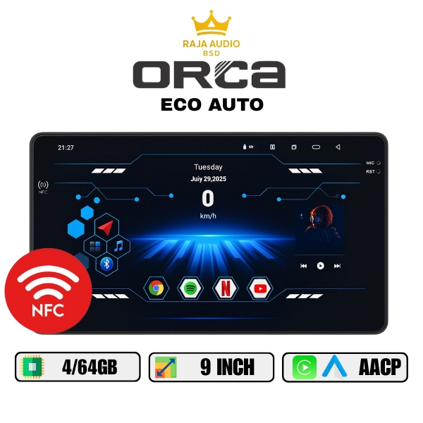 Jual ORCA Eco Auto 9 Inch 4/64 ADR-9988 Head Unit Mobil Android 13 NFC ...
