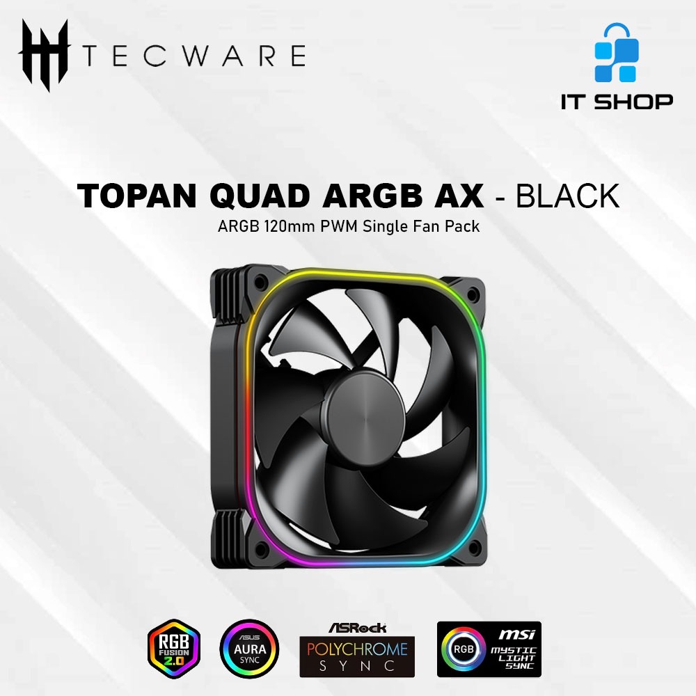 Jual TECWARE Topan Quad ARGB 120mm AX Black PWM Single Fan Pack ...