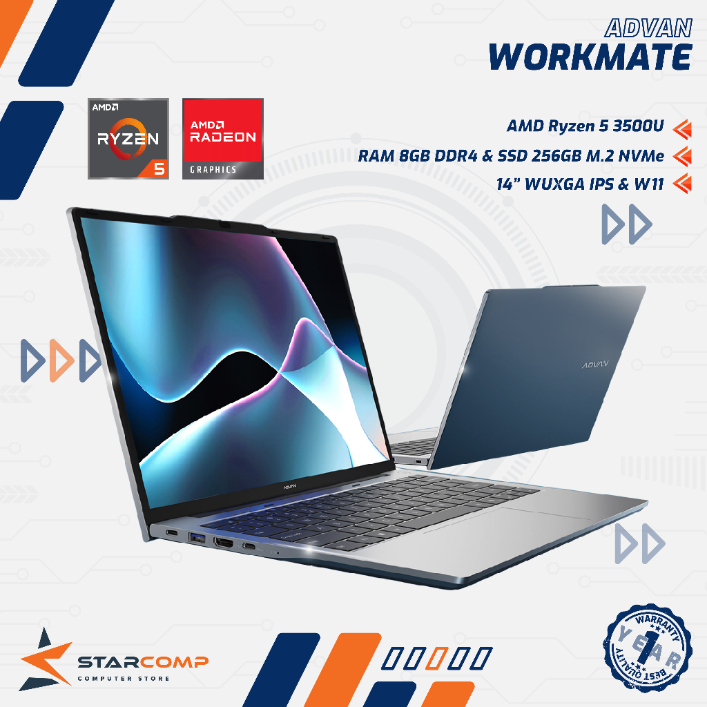 Jual Advan Workmate AMD Ryzen 5 3500U 8GB 256GB 14