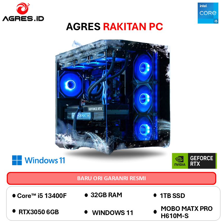 AGRES X IME ROLEPLAY ONE FOR ALL INTEL I5 13400F RTX 3050 6G - RAM 64GB 1TB  RAKITAN PC GAMING
