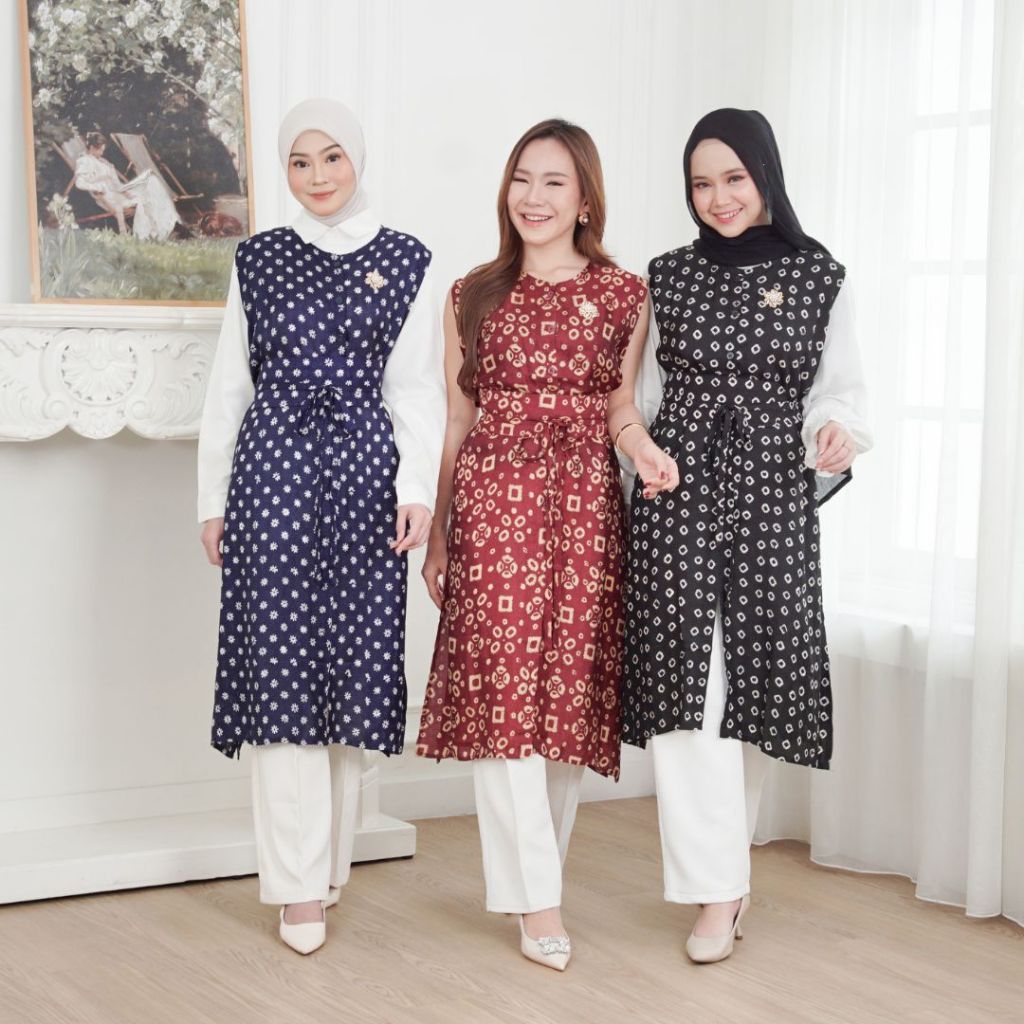 Jual ALMA Long Outer Tunic Batik Remaja Wanita Kondangan Obi Belt ...