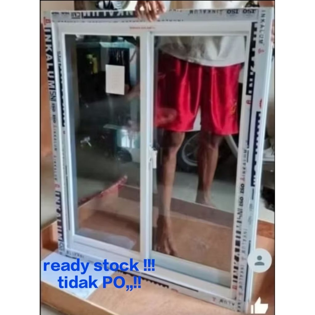 jendela sleding aluminium  L 80 x T 120 3 inci kaca 5 lmm tersedia warna putih hitam coklat
