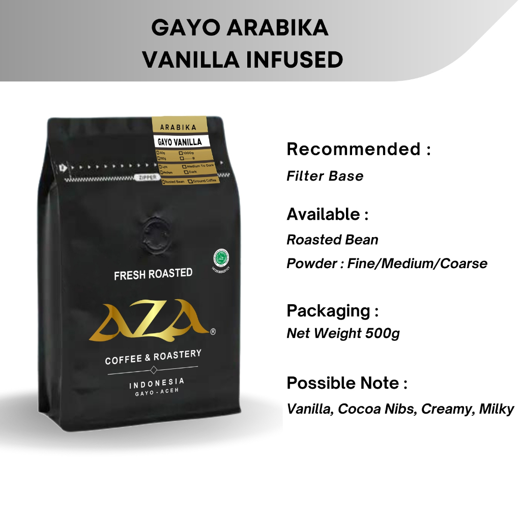 Jual Aza Coffee - Kopi Arabika Gayo Vanilla Infused 500g - Bubuk dan ...