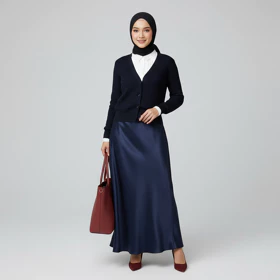 Rok Satin Silk Mermaid A Line Maxi Premium Anggun Flowy Look Korean Elegan Warna Ivory Champagne
