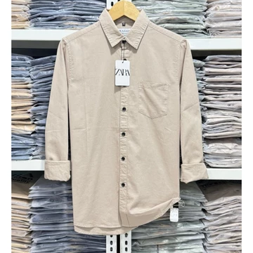 Kemeja Kerah ZARA Premium Kemeja Polos Lengan Panjang Slim Fit Kemeja Kasual Katun Twill 40s