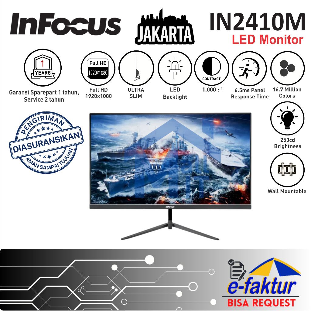 Jual MALLIT INFOCUS Monitor LED IN2410M 24 Inch IPS 100Hz Full HD 6.5ms ...