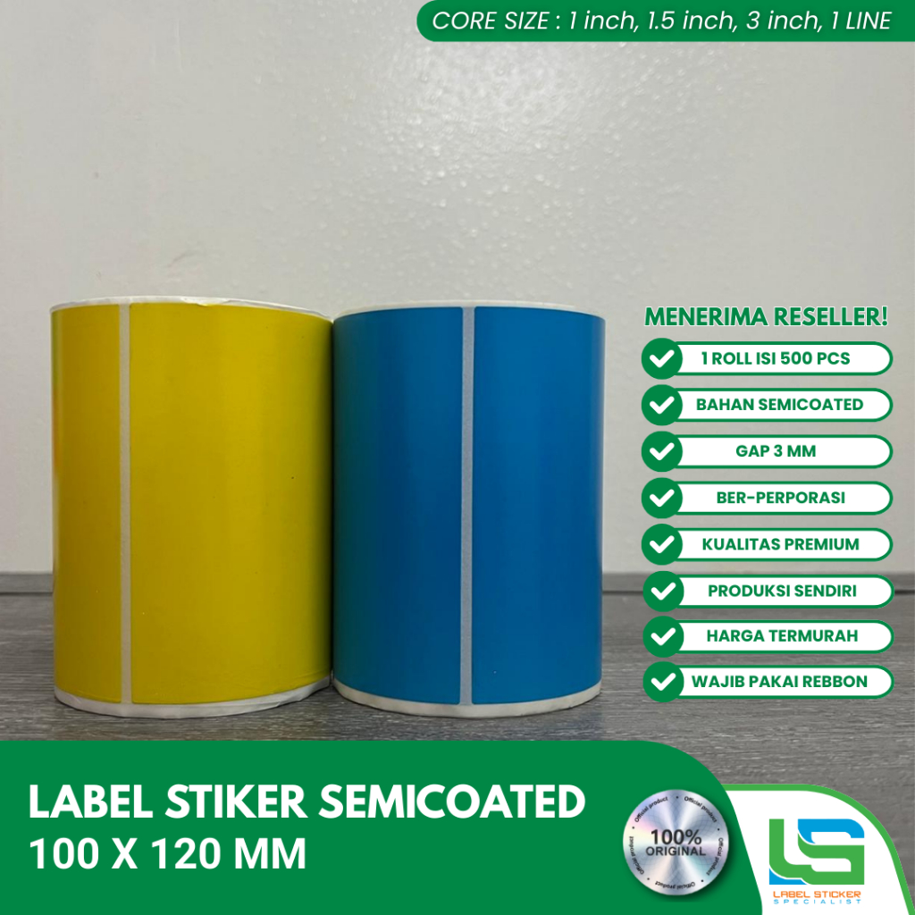 Jual LABEL BARCODE SEMICOATED 100X120 MM STICKER LABEL SEMICOATED ...
