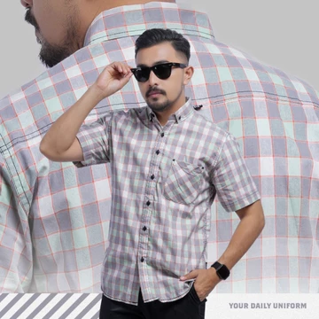 DGM Fashion Kemeja Pendek Kemeja Pria Yarndyed Pendek Kotak Yarn Dyed 048 B