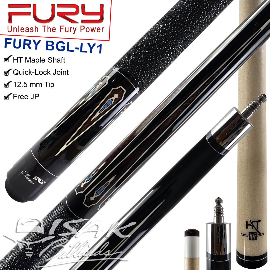 Jual Fury BGL-LY1 Pool Cue - Maple Shaft 12.5 mm Tip Stick Billiard Low ...