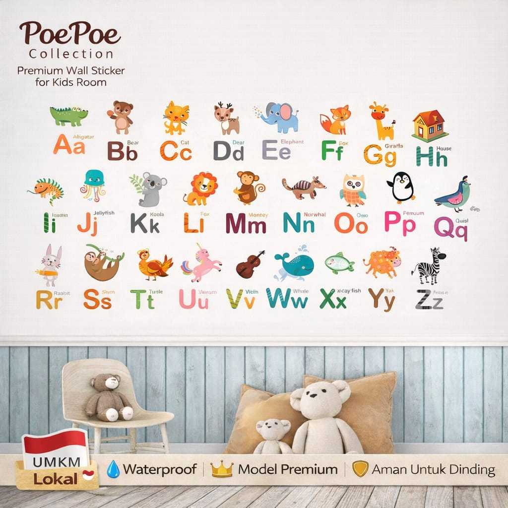 Jual Stiker Dinding Anak Dekorasi Kamar Abjad Animal Cute Huruf ...