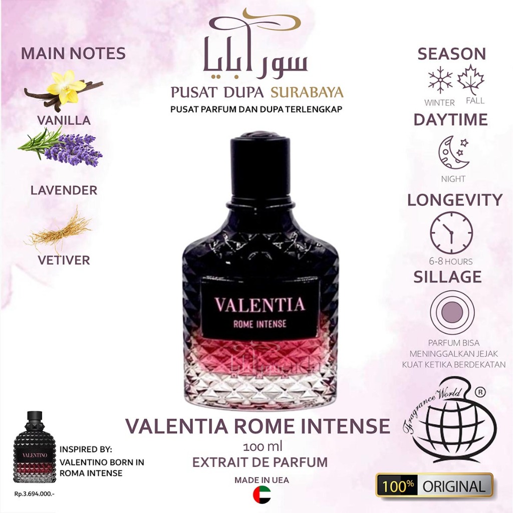 Jual Valentia Rome Intrense Extrait De Parfum by Fragrance World untuk ...