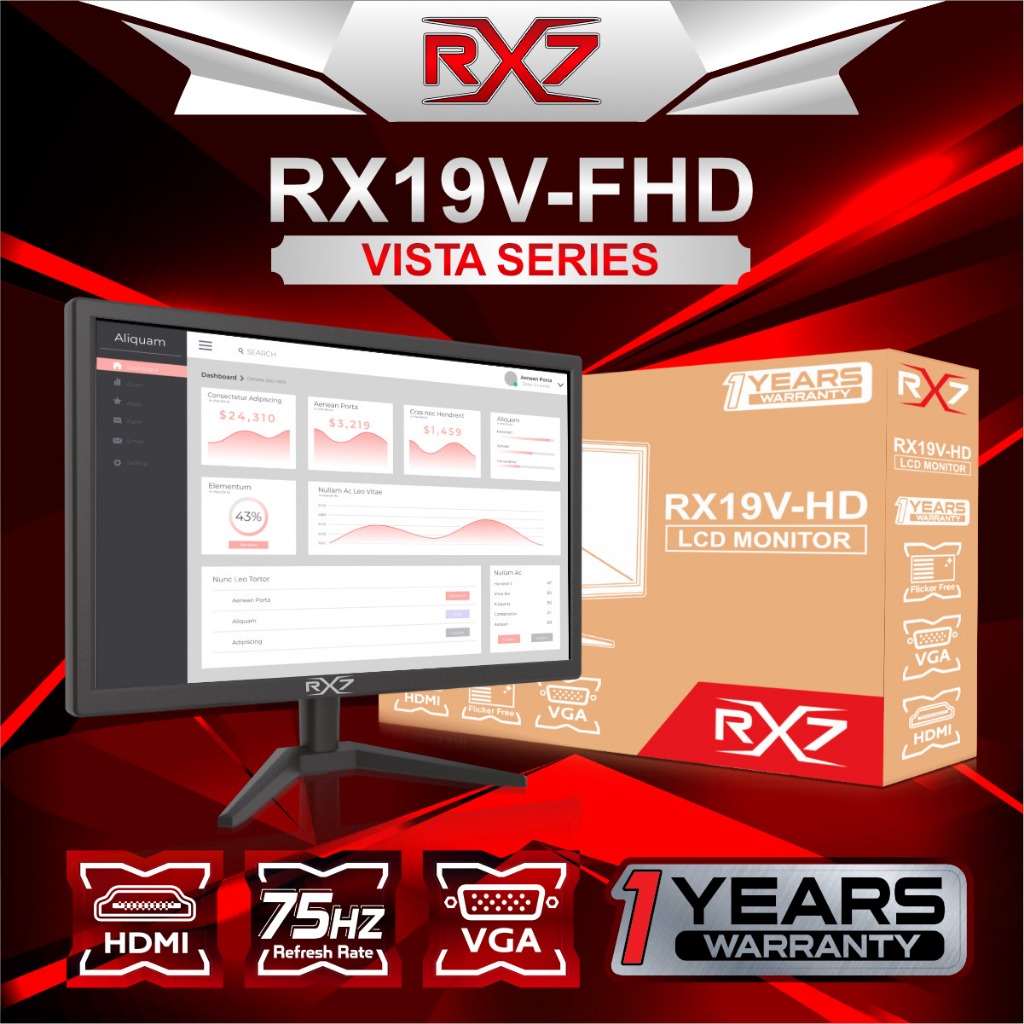 Jual MONITOR LCD 19 INCH RX7 HDMI VGA GARANSI RESMI | Shopee Indonesia