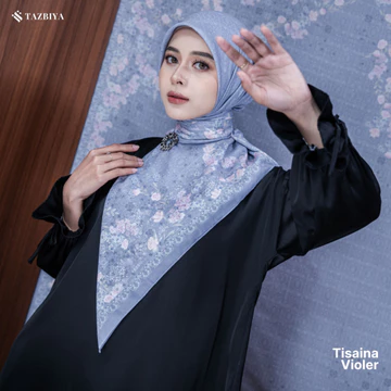 TAZBIYA Scarf Hijab Motif BUKHARA (Hijab Segiempat Square Bahan Voal Motif Islamic Syar'I Raya