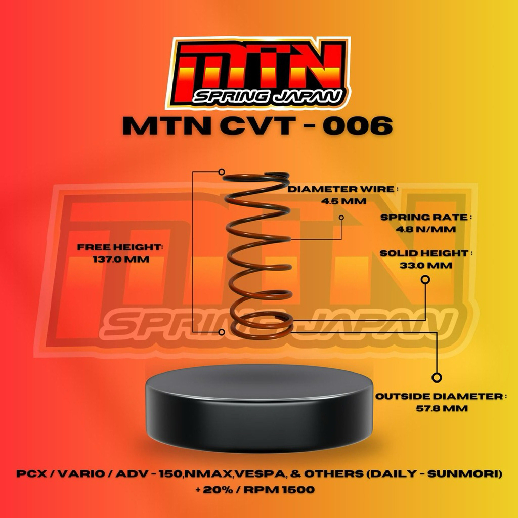 Jual CVT Spring MTN 006 1500RPM (PCX,Vario,ADV-150 NMAX,Vespa & others ...
