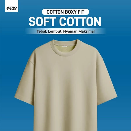 RK001 Aerostreet Zayn Kaos Pria Boxy Fit Beige T-shirt