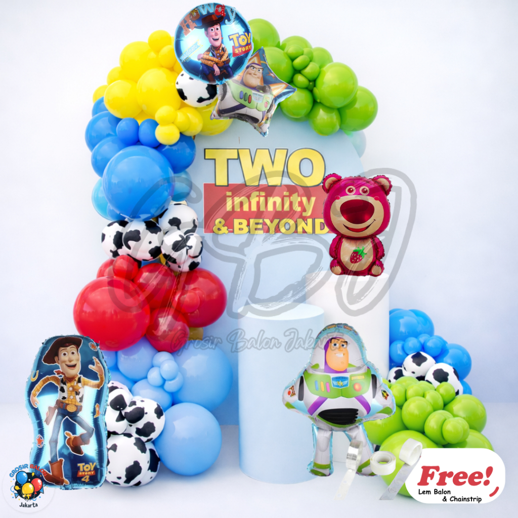 [PAKET PREMIUM] Dekorasi Ultah Toy Story Disney / Woody / Buzz Lightyear / Lotso - 117pcs (P028)