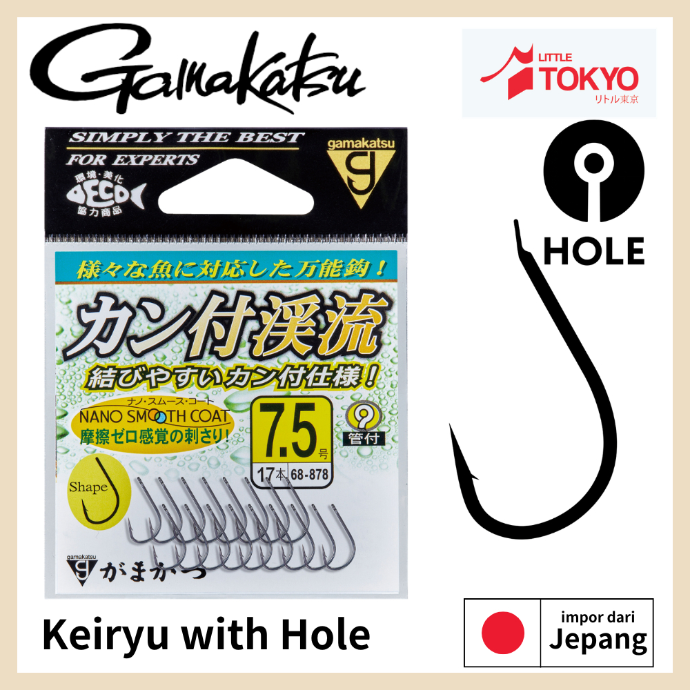 Mata Kail Pancing Gamakatsu KEIRYU Ring Eye dengan Lubang Original Japan Kecil