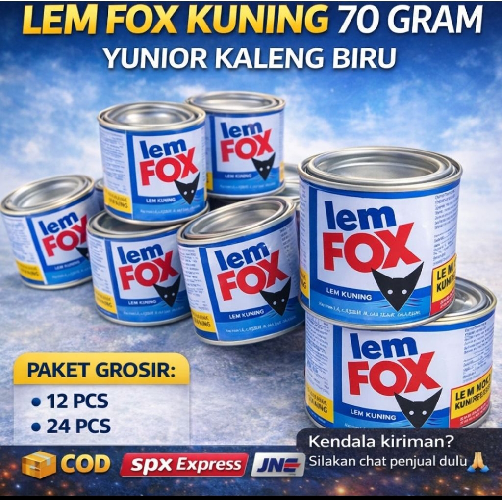Jual Lem Fox Kuning 70gr Kaleng Biru | Lem Sepatu Lem Kayu Kuat ...