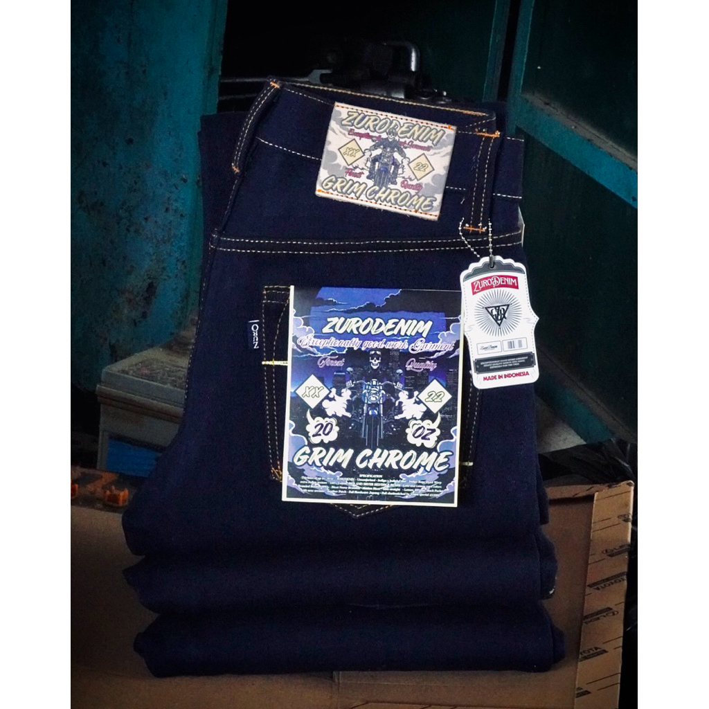Jual ZURO DENIM - Celana Jeans Raw Denim - GRIM CHROME 20oz Selvedge ...
