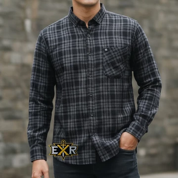 Kemeja Flanel Pria Lengan Panjang Unisex Motif Kotak Bahan Flanel Import Exrone