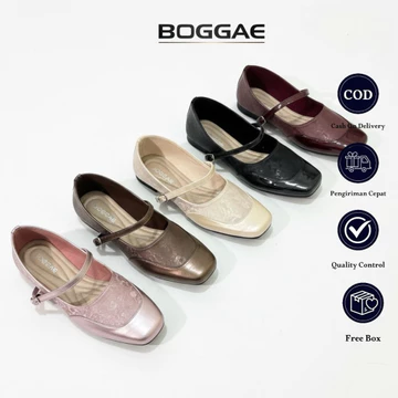 Sepatu Flatshoes Wanita Aesthetic Nyaman Model Tali Gesver Shimmer