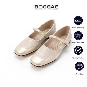 Sepatu Flatshoes Wanita Aesthetic Nyaman Model Tali Gesver Shimmer