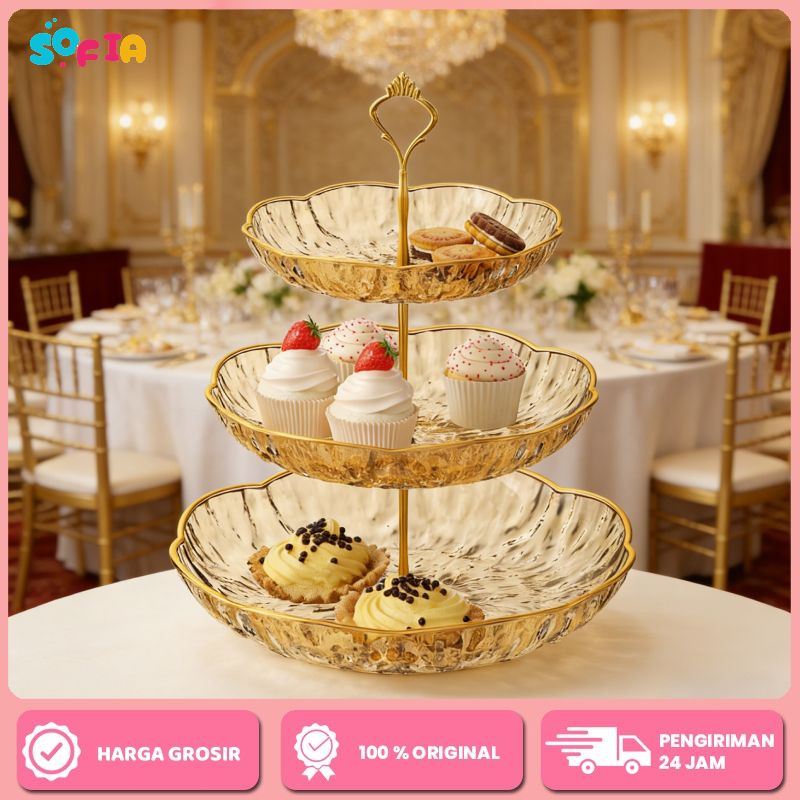 Jual {Jakarta Stok} 3 Tingkat Rak Makan Kue Buah Cake Plate Stand ...