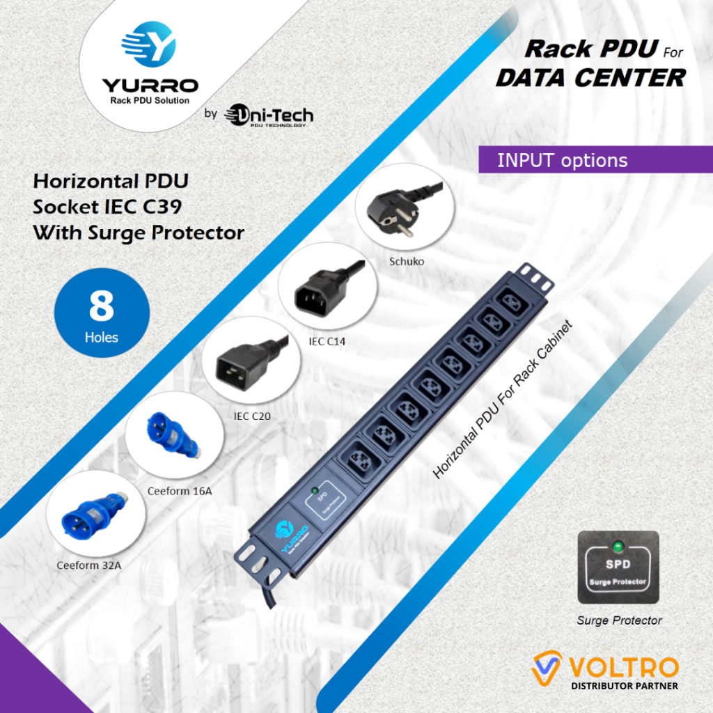 Jual Socket C39 PDU 8 Outlet / Holes / Port With Surge Protector Input ...
