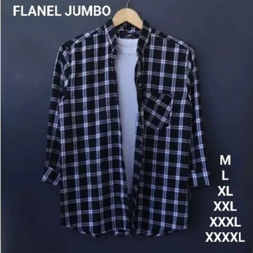 Kemeja Flanel 57 Abu M L XL XXL XXXL XXXXL Oversize Lengan Panjang